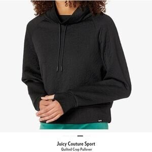 Juicy Couture Sport Black Quilted Crop Funnel‎ Neck Pullover Sweatshirt- L
